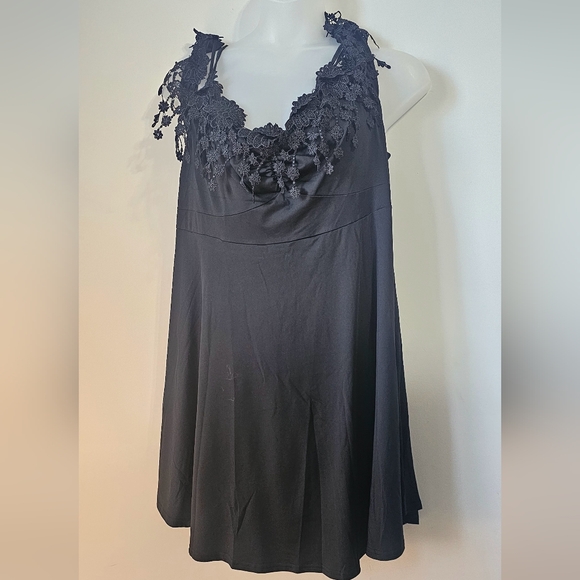 Gothic black  Lace Applique Tassel Cold Shoulder Dress plus size 4x - Picture 5 of 5